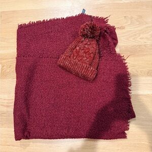Cozy Red Knit Scarf and Beanie Set